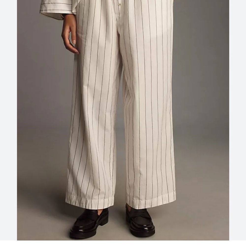 Anthropologie Cream Striped Pajama Pants